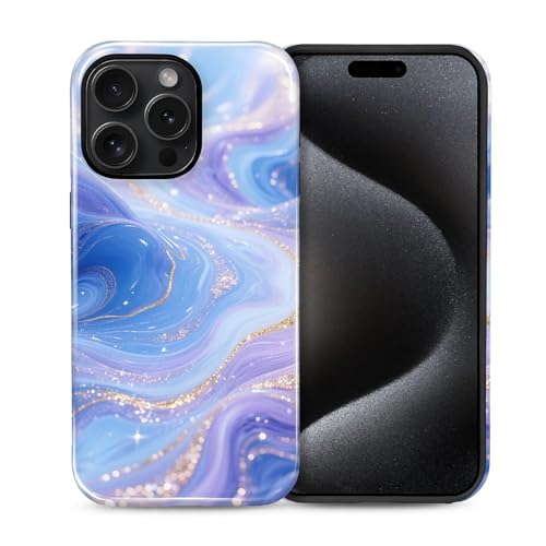 Case for iPhone 15 Pro, Shockproof Hybrid Protective Phone Case, Dual-Layer Drop Protection Anti-Scratch, Blue Purple Fluid - color: Blue Purple Fluid, size: iPhone 15 Pro