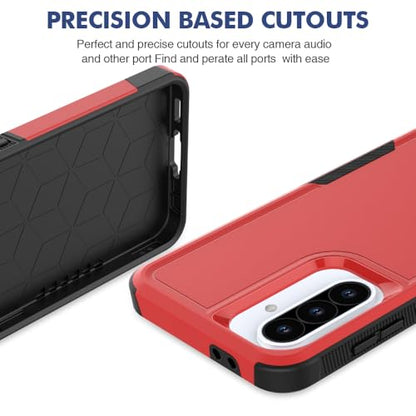 for Samsung Galaxy A37 / Galaxy A36 5G / Galaxy A57 5G Case: Dual Layer Protective Heavy Duty Cell Phone Cover Shockproof Rugged with Screen Protector - Military Protection Bumper Tough, Red - color: Red (PC) + Black (TPU)