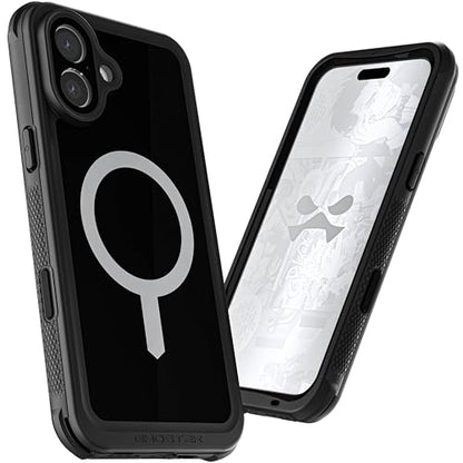 Ghostek Nautical Waterproof iPhone 16 Plus Case with Belt Clip Holster - Screen and Camera Protector, Apple MagSafe Compatible, Rugged Heavy Duty Cover (6.7 Inch, Black) - color: Black, size: iPhone 16 Plus