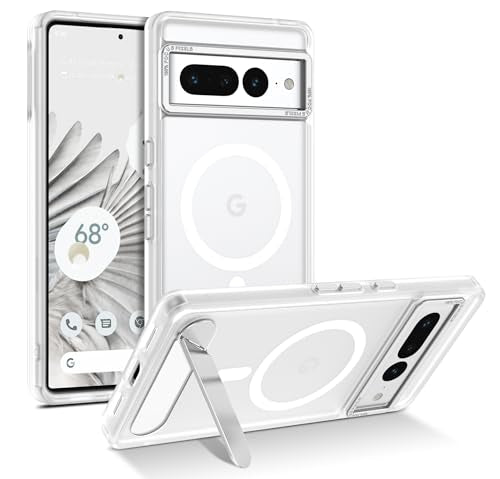 GUAGUA for Google Pixel 7 Pro Case with Stand, Magnetic Cases with Foldable Invisible Stand Translucent Matte Back Slim Protective Shockproof Kickstand Phone Case for Google Pixel 7 Pro 6.7", Silver - color: Silver, size: for Google Pixel 7 Pro