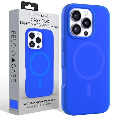 FELONY CASE for iPhone 16 Pro Max Silicone Case MagSafe, Vibrant Blue | Liquid Silicone, Microfiber Lining, Non-Slip Grip, Wireless Charging, 360° Protection Cover, Anti-Scratch, Vivid Colors - color: Vibrant Blue, size: iPhone 16 Pro Max with MagSafe