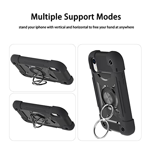 MARKILL Compatible with iPhone XR Case 6.1 Inch with Ring Stand, Heavy-Duty Military Grade Shockproof Phone Cover for iPhone XR 6.1. Black - color: Black, size: iPhone XR 6.1"