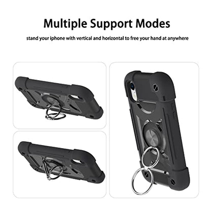 MARKILL Compatible with iPhone XR Case 6.1 Inch with Ring Stand, Heavy-Duty Military Grade Shockproof Phone Cover for iPhone XR 6.1. Black - color: Black, size: iPhone XR 6.1"