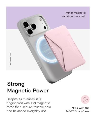 MOFT Snap-on Phone Stand & Wallet AERA, MagSafe Wallet, Slim Card Holder - color: Peach Pink, size: AERA