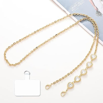 Phone Crossbody Chain Cell Phone Lanyard,Universal Leather+Metal Shouder Strap with Phone Tether Patches (F) - color: F