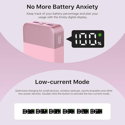 NOBIS Portable Charger,20000mAh Power Bank, 45W Fast Charging - color: Pink