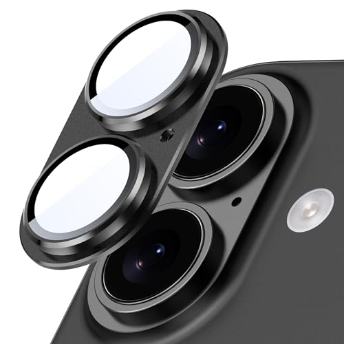 Suoman for iPhone 16/16 Plus Camera Lens Protector, 9H Tempered Glass Film - color: Black
