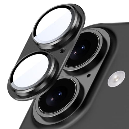 Suoman for iPhone 16/16 Plus Camera Lens Protector, 9H Tempered Glass Film - color: Black