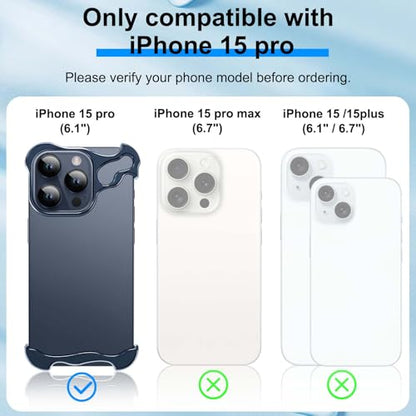 Frameless Phone Case Crafted for iPhone 15 Pro Blue - color: Aluminum Blue, size: iPhone 15 Pro