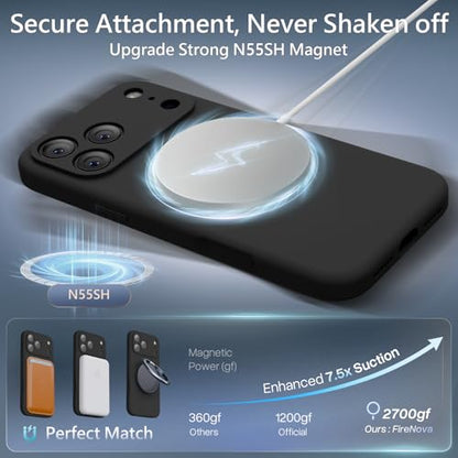 FireNova Magnetic for iPhone 17 Pro Max Case, Compatible with MagSafe, [Integrated Silicone Camera Control Button] [Camera Protection] Anti-Scratch Microfiber Lining Phone Case, 6.9", Black - color: Black, size: Iphone 17 Pro Max