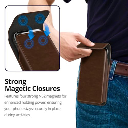 Magnetic Closure Holster for Samsung Galaxy A17, A16, A15, A14, A37, A36, A35, A32, A73 5G, A72, A71, A57, A56, A55, A54, Motorola Edge, Moto G, G22, G84 (Fits Regular Case) (Coffee Brown) - color: Coffee Brown