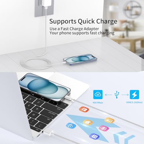 [Apple MFi Certified] iPhone 14 Car Carplay Cable Lightning Cable, Woven 3Pack 6Ft USB A to Lightning 60W Fast Car Charger Nylon Braid Cord Screen Sync for iPhone 14/13/12/11/XS/SE/8/7, iPad, Airpods