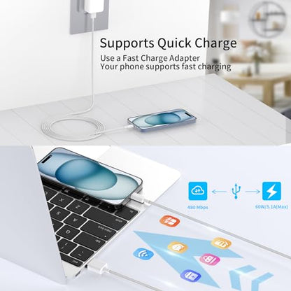 [Apple MFi Certified] iPhone 14 Car Carplay Cable Lightning Cable, Woven 3Pack 6Ft USB A to Lightning 60W Fast Car Charger Nylon Braid Cord Screen Sync for iPhone 14/13/12/11/XS/SE/8/7, iPad, Airpods