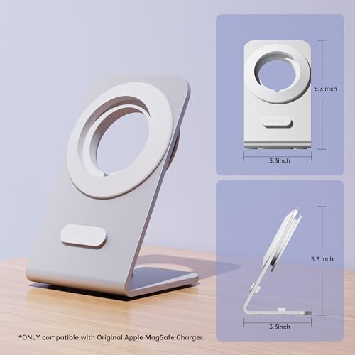 pzoz Magnetic Charger Stand for Apple MagSafe & Qi2 Charger, Aluminum Alloy Charging Dock with Cable Management for iPhone 17/16/15/14/13/12 Series, Standby Mode Desk Holder