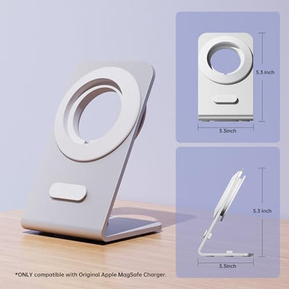 pzoz Magnetic Charger Stand for Apple MagSafe & Qi2 Charger, Aluminum Alloy Charging Dock with Cable Management for iPhone 17/16/15/14/13/12 Series, Standby Mode Desk Holder