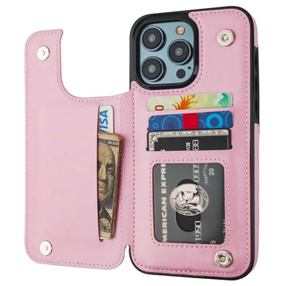 ONETOP for iPhone 15 Pro Max Wallet Case with Credit Card Holder,Pink | Kickstand,ID/Cash Holder,Case Wallet with Card Slots,Double Magnetic Clasp,Durable PU Leather Shockproof Cover for Women Men - color: Pink