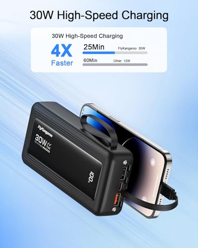 Portable Charger 27000mAh 30W Fast Charging Power Bank - color: Black, size: 27000Mah