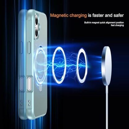 CHAOFEnG Magnetic Compatible with iPhone 16 Plus Case with Stand [Military Grade Drop Tested][Compatible with Magnet] Ring Translucent Slim Hard Back Soft Edge, Teal Green - color: Teal Green, size: iPhone 16 Plus