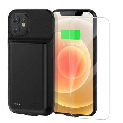 Battery Case for iPhone 12/12Pro, 10000mAh High Capacity Portable Protective Charging Case, Rechargeable Smart Extension Phone Charger - (6.1 inch) Black - size: For iPhone 12/12Pro battery case