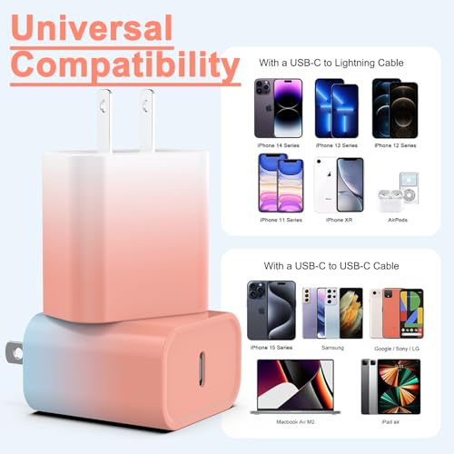 2Pack USB C Charger Block 20W, iGENJUN USB-C Power Adapter - color: Gradient-7