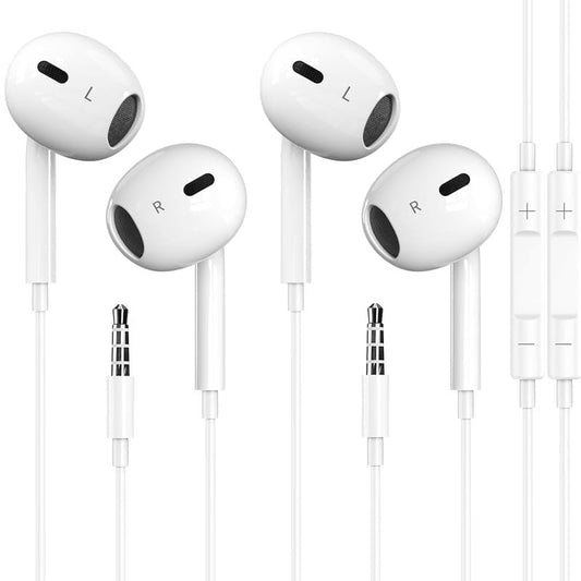 SKLNXAZ 2 Pack Wired Earbuds/Wired Headphones with 3.5mm Earphones[MFi Certified] with Microphone Volume Control Compatible for Computer,MP3/4,Android Most 3.5mm Audio Devices，White