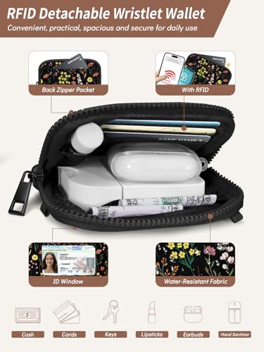 Clip and Go Strap for Phone with Wallet Crossbody Lanyard Bloom - color: Flowers Black
