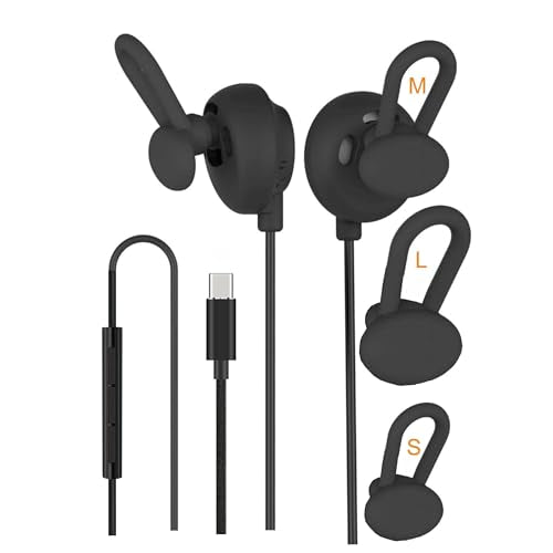 Open-Ear USB C Jack Headphones,Sport Earbuds Wired with Microphone,for Work,Music, Gaming - color: Black, style: USB C