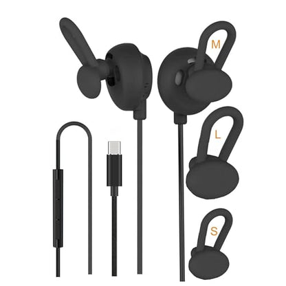 Open-Ear USB C Jack Headphones,Sport Earbuds Wired with Microphone,for Work,Music, Gaming - color: Black, style: USB C