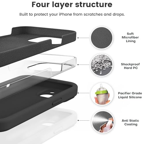 Vooii Compatible with iPhone 15 Case, Upgrade Defender Liquid Silicone, [Enhanced Camera Protection] [Soft Anti-Scratch Microfiber Lining] Shockproof Phone Case for iPhone 15 6.1 inch - Black - color: Black, size: iPhone 15