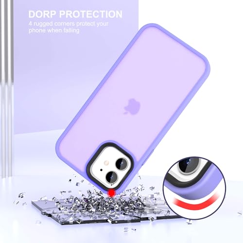 ULAK Compatible with iPhone 12 Case, iPhone 12 Pro Cover, Transparent Frosted Protective Phone Case, Soft TPU Women Girls Shockproof Protective Cover for iPhone 12 & iPhone 12 Pro 6.1 inch, Lilac | Transparent Frosted Protective Case, Soft TPU Women Girls