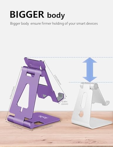 Aoviho Foldable Cell Phone Stand for Desk, Holder for iPhone,Purple - color: Purple