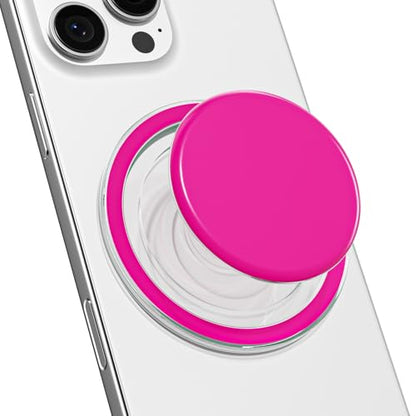 Svanove Magnetic Cell Phone Grip Compatible with Magsafe, Collapsible Phone Stand Holder Round Expanding Kickstand for iPhone Samsung Mobile Phones, Cute Soft Silicone Glossy Jelly, Neon Hot Pink - color: Hot Pink, style: Magnetic