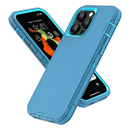 Sansunto Case for iPhone 13 Pro, Shockproof Phone Case for boy, Heavy Duty Full Body Protection Silicone Rubber Rugged Hybrid Phone Cases for iPhone 13 Pro in 6.1 Inch (Teal/Turquoise) - color: Teal/Turquoise