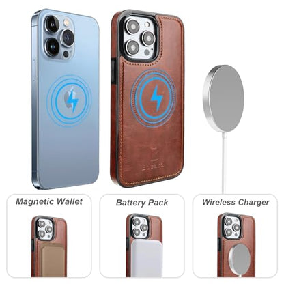 Bocasal for MagSafe Wallet Case Card Holder for iPhone 14 Pro Max Brown - color: Brown for MagSafe