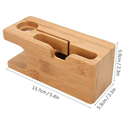 Pssopp Bamboo Charging Station, Wooden Charging Station Desktop Docking Station Organizer for Cellphone Smart Watch Tablet Charging Cables