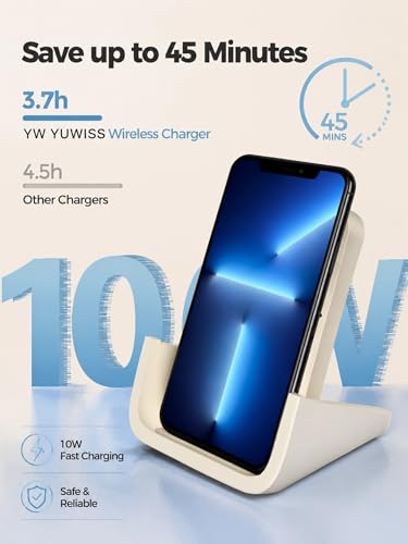 Wireless Charger YUWISS Wireless Charging Stand Cordless Charger 10/7.5/5W Compatible with iPhone 14 13 12/12 /11Pro Max/XR/XS Max/XS/X/8/8Plus Galaxy S22/S21/S9/S9+/S8/S8+ Note - color: White