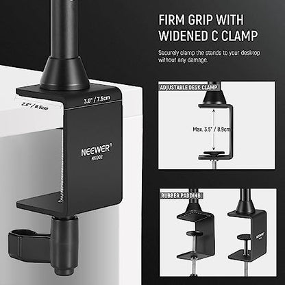 NEEWER Overhead Camera Mount Rig with 2 Ball Heads, Super Clamp, NK002