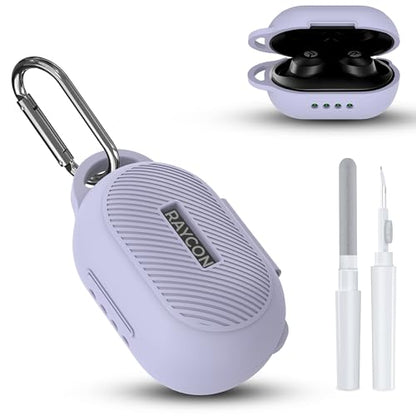 Case for Raycon Everyday Classic Headphones, Shockproof Soft Silicone Case for Raycon Earbuds Bluetooth Wireless, Ultra-Lightweight Protective Cover with Cleaning kit & Keychain, Purple - color: Purple