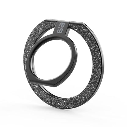 PureGear Magnetic Phone Ring Grip, for MagSafe Kickstand Holder - color: Brushed Black with Black Glitter