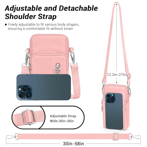 YINHEXI Small Crossbody Bags for Women Trendy, Mini Triple Compartment Cell Phone Crossbody Wallet Purses - color: Pink-2