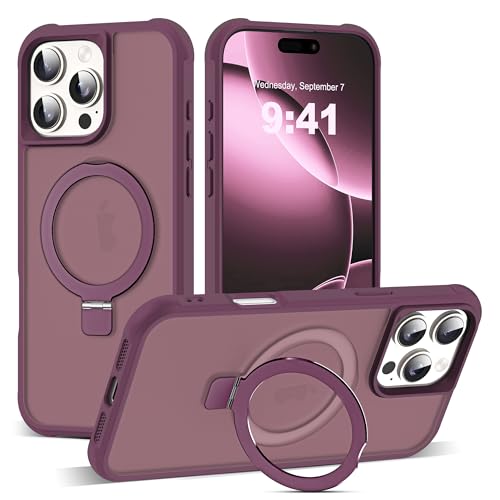 SKYLMW Compatible with iPhone 16 Pro Max Case with Stand,Wine Red - color: Wine Red, size: iPhone 16 Pro Max