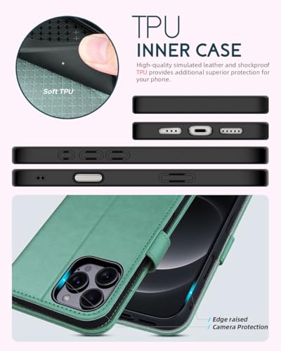 OCASE for iPhone 16 Pro Wallet Case, PU Leather Crossbody Phone Case with Removable Shoulder Strap, Kickstand, RFID Blocking Card Slots, Flip Folio Phone Cover 6.3 Inch 2024, Green - color: Green, size: iPhone 16 Pro