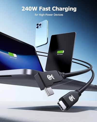 Cable Matters 40Gbps Right Angle USB4 Cable, 6.6ft - size: 6.6 Feet