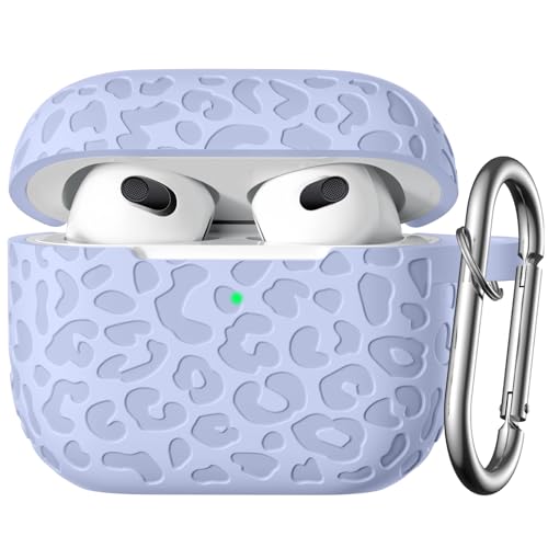 Compatible with AirPod Case 3rd Generation, Leopard Engraved Soft Silicone Skin Cover Full Protective Case,Compatible with Apple AirPod 3rd Generation Case,Front LED Visible - color: Lalic, size: AirPods 3rd Case