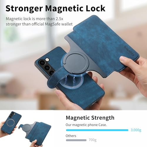 2 in 1 Detachable Wallet Case for Samsung Galaxy S23+ Plus CMG Blue | PU Leather Magnetic Flip Folio Case with RFID Blocking Card Holder, Credit Card Slots Kickstand, Shockproof Protective Cover - color: Blue, size: Samsung Galaxy S23 Plus