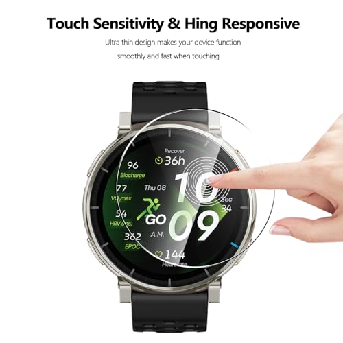 Anoowkoa 4 Pack for Screen Protector for Amazfit Active 3/Active 3 Premium Tempered Glass Film.Ultra Resistant,Anti-Fingerprints,No Bubbles,HD-Clear,Easy Install - color: Amazfit Active 3