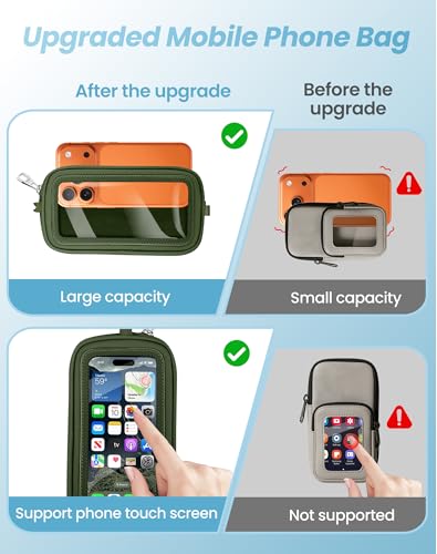 SHANSHUI Clip and Go Phone Strap Wallet Crossbody Phone Lanyard, Detachable Wristlet Strap with Zipper Phone Screen ID Window, 2 Pcs Metal Tether Pads Compatibe for iPhone & Most Smartphones Green - color: Green