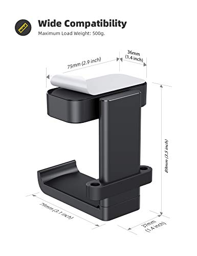 Lamicall Headphone Stand Adhesive Rotatable Headset Earphone Hanger Hook - color: Black