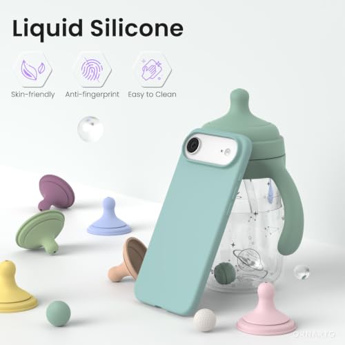 ORNARTO for iPhone Air Case 6.5", Slim Liquid Silicone 3 Layers Soft Gel Rubber Shockproof Protective Cover with Anti-Scratch Microfiber Lining-Whisper Green - color: Whisper Green