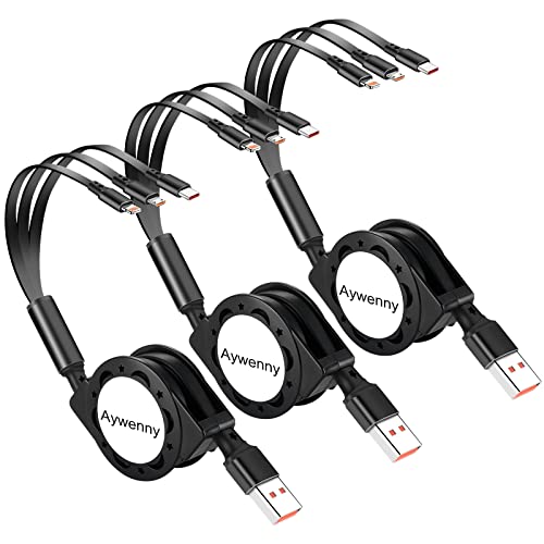 Multi Retractable Charging Cable, 3 in 1 USB Charging Cable 3 Pack